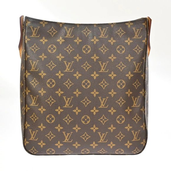 LOUIS VUITTON Logo Looping GM Shoulder Bag Monogram Leather Brown - Picture 14 of 16